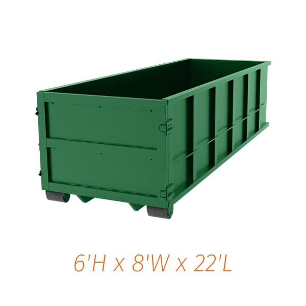 depending on your needs, we may recommend a smaller or larger size than our thirty-yard dumpsters